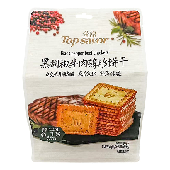 “Top Savor ” Black Pepper Beef Flavor Crackers “金語”黑胡椒牛肉薄脆餅乾
