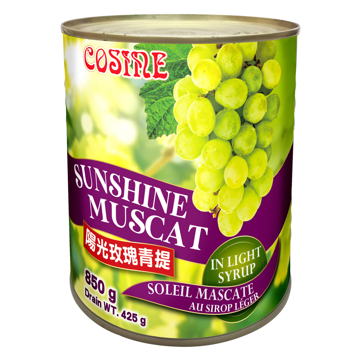 Cosine Sunshine Muscat in Light Syrup 陽光玫瑰青提罐頭 – 莊記食品 Chuang's Company Ltd.