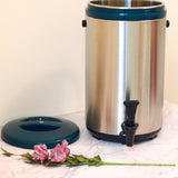 12L Stainless Steel Thermo Tank - Green (YM-1105)  12公升綠色不銹鋼綠保溫茶桶