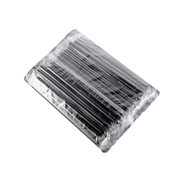 8'' Black Plastic Jumbo Straw ,Single Wrap, Insert Cut 8'' 塑料吸管-黑色波霸斜口吸管 (獨立包裝）